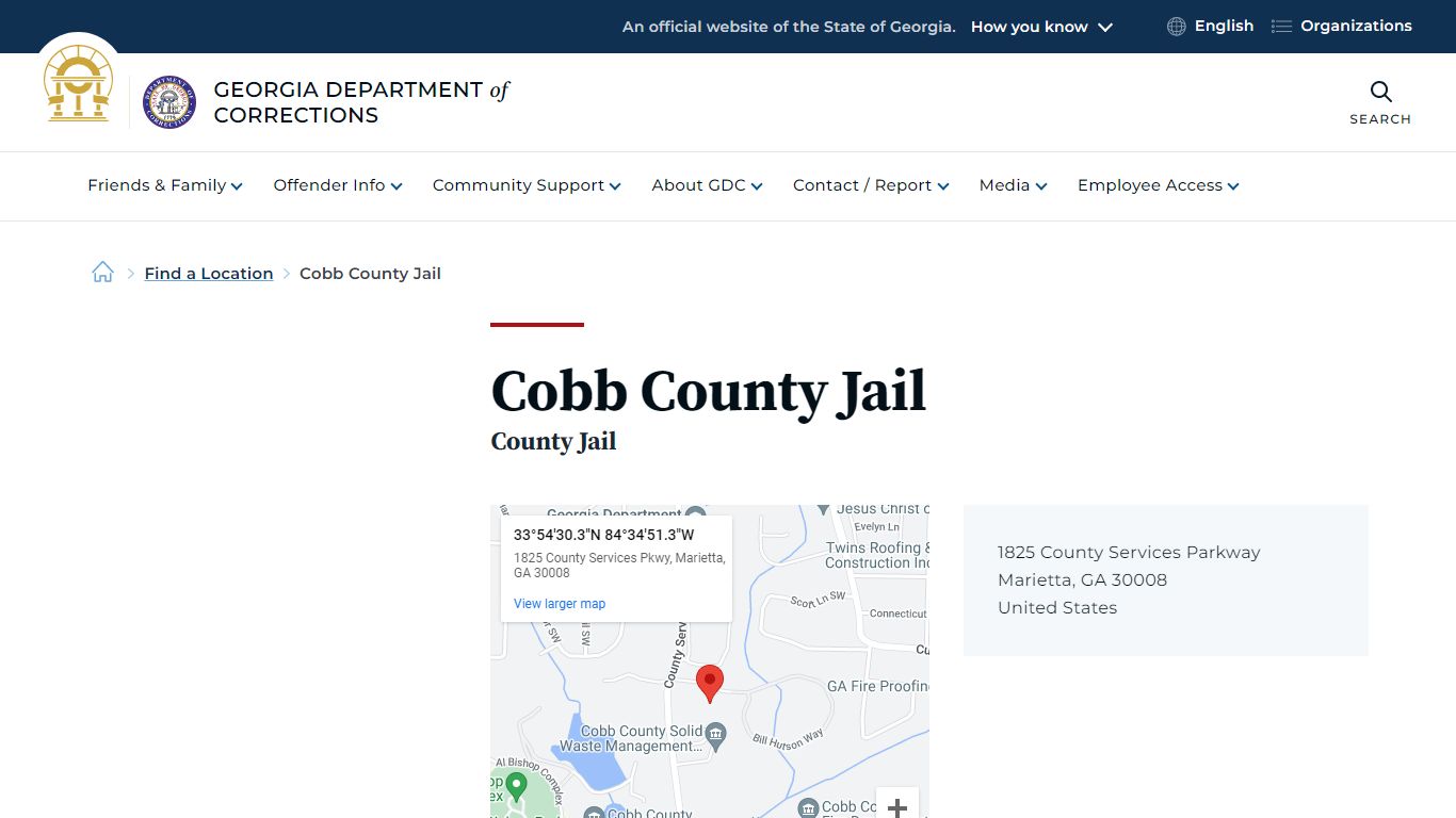 Cobb County Jail | Georgia Department of Corrections